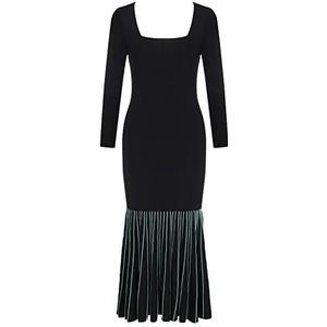 IPEKYOL Dames Stripe Knitwear Jurk, Zwart, 38