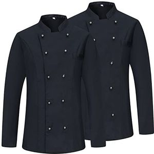 MISEMIYA Koksjas (2 stuks) voor heren, Keukenjassen 8501 - Zwart, XXL