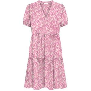 ONLY Dames Onlnova Life Vis Thea Sleeve Dress AOP, shocking pink, XL
