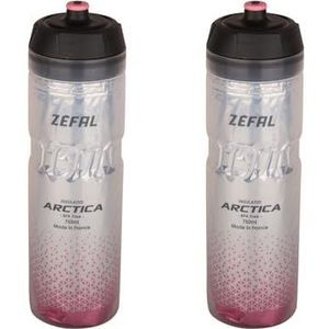 ZEFAL Arctica 75 Fietsfles, set van twee 750 ml, thermosfles, geurneutraal en waterdicht, sportfles, BPA-vrij, zilver/lichtroze