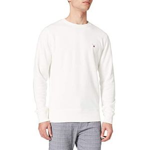 GANT Sweatshirt met lange mouwen ronde hals geborduurd logo wit, Eggshell., XS