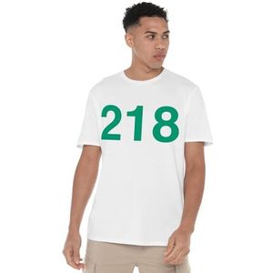 Squid Game Player 218 Unisex T-shirt, wit, X-Large, Wit, XL