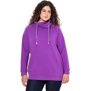 Ulla Popken Grote maten grote maten plus size sweatshirt, brede opstaande kraag, zakken, raglan-lange mouwen, lila, 54-56