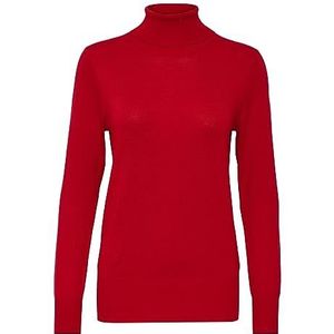 KAFFE Dames T-shirt met rolhals, lange mouwen, slim fit, hip lengte, rib edge pullover dames, hoog rood, M