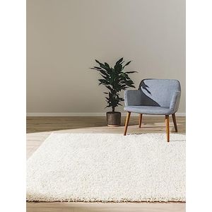 benuta pop hoogpolig tapijt Soho - synthetische vezel - rechthoekig en in de stijl: uni - onderhoudsvriendelijk voor woonkamer slaapkamer | Cream | 80x150 cm