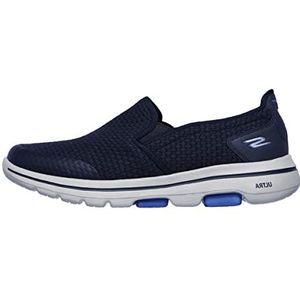 Skechers Go Walk 5 Slip On Sneakers voor heren, Blauw Navy Textiel Synthetisch Wit Trim Nvy, 38 EU