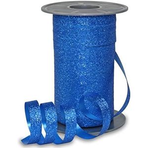 PRÄSENT POLY GLITTER Ringelband blauw, 100 m cadeaulint, lint in 10 mm breed, luxe decoratielint voor feestelijke gelegenheden