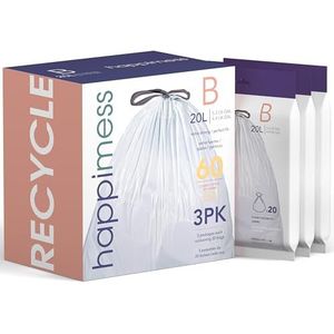 happimess HPM3000B-CLEAR 5.3 Gallon Trekkoord Prullenbak Liner, Duidelijk, 60-Count, 3-Packs van 20 Liners