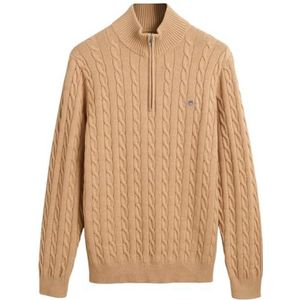 GANT KATOEN KABLE Half Zip, kaki mel, XL