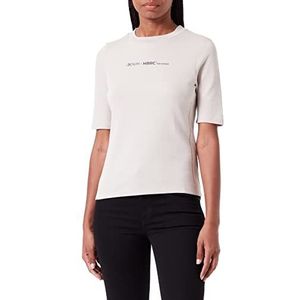 TOM TAILOR Denim Dames T-shirt met opstaande kraag en print 1032840, 30026 - Cloud Grey, M