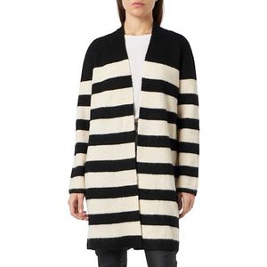 Bestseller A/S VMPHILINE LS Open Cardigan GA Boo Gebreid jack, Black/Stripes:W. Birch Melange, S, Black/Stripes:w. Birch Melange, S