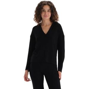 Dagi Dames lange mouwen Polo Collar Half-plotted Sweatshirt, zwart, M