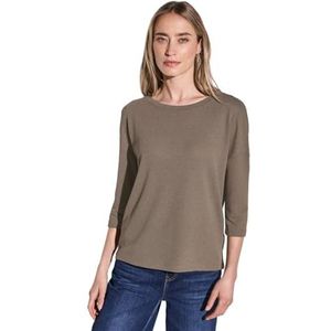 Street One Damesshirt met gebreide look, Stone Brown, 40