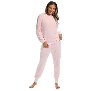 Light & Shade Pretty Woman Dames Supersoft Coral Fleece Twosie Wellsoft Pyjama Set Comfortabele Warm Zachte Loungewear, Roze, Klein/Medium