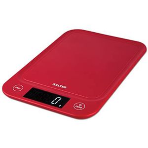 Salter 1067 RDDRA Electronic Kitchen Scale, 5 kg Max Capacity, Add & Weigh, Easy Read Display, Slim Design, Measures Liquids/Fluids, Red