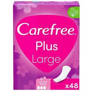 Carefree Plus Large inlegkruisjes met ultieme verbeterde kern, licht parfum, absorptiegraad drie, maat L, extra breed, verpakking van 48 stuks