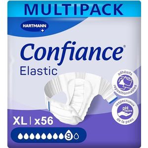 Confiance Elastisch - Complete veranderingen voor mannen en vrouwen – absorptieniveau = 9 druppels (belangrijke urineweg) – pH-huidneutraal – zacht materiaal – maat XL – 4 x 14 stuks