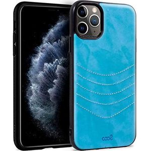 Cool beschermhoesje voor iPhone 11 Pro leer, geborduurd, hemelsblauw