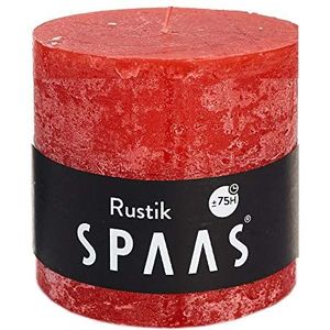 SPAAS Rustieke geurloze cilinderkaars 100/100 mm, ± 75 uur - rood