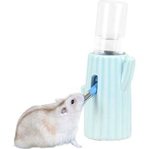 Bucatstate Hamster drinkfles met standaard, 120 ml drinkbak voor kleine dieren, lekvrij, mondstuk, hamsteraccessoires voor cavia's, konijnen chinchilla, ratten, fretten (blauw)
