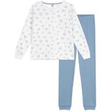 PETIT BATEAU - Pyjama - Ecru/Blauw - Katoen - Bedrukt met Hartmotieven