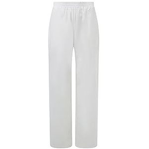 BALOU Dames katoen linnen hoge taille broek, wit, UK 16, Wit, 42