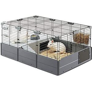 Ferplast modulaire kooi voor konijnen en cavia's, MULTIPLA, van metaalgaas en gerecycled plastic, met accessoires.
