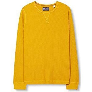 ESPRIT Heren met structuur-slim fit shirt met lange mouwen, geel (Amber Yellow 700), M