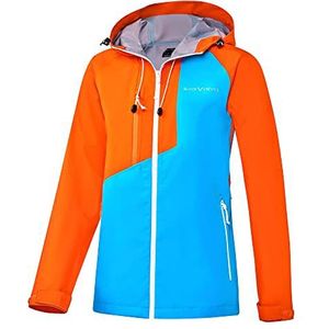 Black Crevice Hardshell damesjas I hoogwaardige outdoorjas dames I 3L functionele jas van 100% polyester I ademende damesjas I wind- en waterdichte outdoor regenjas dames, Oranje/lichtblauw, 36