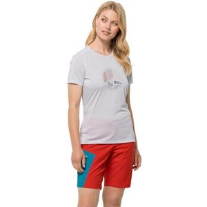 Jack Wolfskin Dames Crosstrail Grafisch T W T-shirt met korte mouwen, witte wolk, XL, Witte wolk, XL