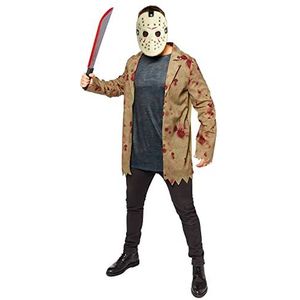 amscan 9912555 Jason Voorhees verkleedkostuum voor heren, Halloween-kostuumset, vrijdag de 13e volwassenen (borst: 42""-46"")