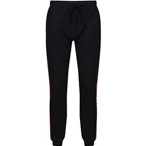 DKNY Heren Jersey Cuffed Lounge Pant in zwart met contrasterende rode biezen, beenbranding en zijzakken casual, groot, Zwart, L
