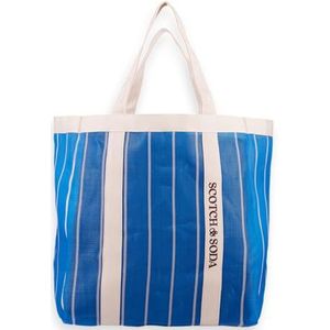 Scotch & Soda Shopper Strandtas voor dames, gestreept, blauw 424, Blauw 424