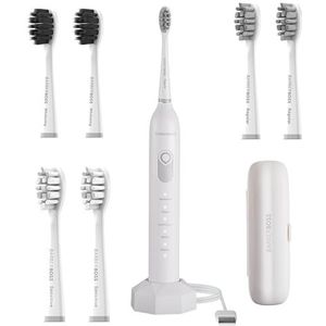 BarberBoss Slimme elektrische tandenborstel voor volwassenen, 6 vervangende koppen, 5 reinigingsmodi, druksensor, quad-intervaltimer en USB-opladen, sonische tandenborstel
