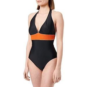 Haute pression Eendelig badpak voor dames, Zwart en roest, 34