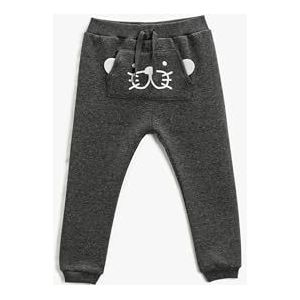 Koton Baby Boy Jogger Sweatpants Olifant Bedrukt Kangaroo Pocket Trekkoord, antraciet (045)