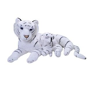 Wild Republic Jumbo Moeder en baby witte tijger, knuffeldier, 76 cm, cadeau voor kinderen, pluche speelgoed, vulling is gesponnen gerecyclede waterflessen, 61 cm