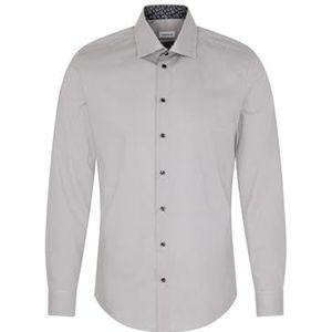 Seidensticker Zakelijk overhemd voor heren, shaped fit, strijkvrij, kent-kraag, lange mouwen, 100% katoen, donkerblauw, 40