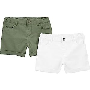 Simple Joys by Carter's Denim shorts voor meisjes, set van 2, groen/wit, 8 stuks, Groen/Wit, 8