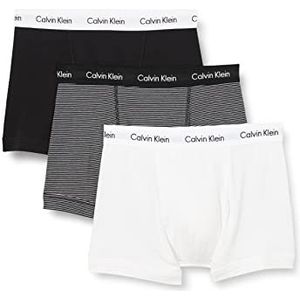 Calvin Klein heren Boxer Briefs 3p kofferbak, Wit/B&w Streep/Zwart, L