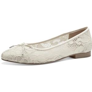 Tamaris Dames 1-22198-42 ballerina's, ivoor macramé, 38 EU