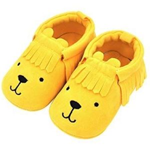 DEBAIJIA Zacht leer baby jongens meisjes schoenen suède peuterschoenen antislip mode casual Prewalker schoen geschikt voor 6-36 maanden kleine kinderen slip-on veterschoenen, Hl05 Geel, 17 EU