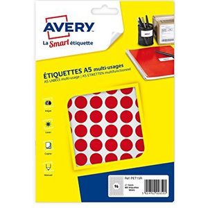 Avery 2940 tabletten 15 mm rood