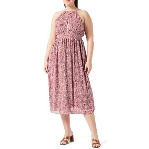 faina Dames midi-jurk van chiffon 19226415, rood wit, XL, rood/wit, XL