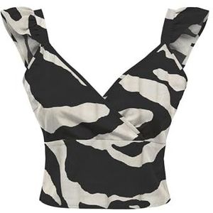 Onlnova Life Elite Frill Venus Top AOP, zwart, L