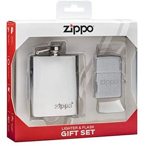 Zippo Gift Flask and Lighter Cadeauset, Flachmann en aansteker, metaal, messing, 22,5 cm