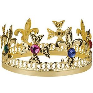 Boland 64551 - Kroon Royal King, gouden hoofddeksel met sierstenen, voor volwassenen, koning, koningin, kostuum, carnaval, themafeest
