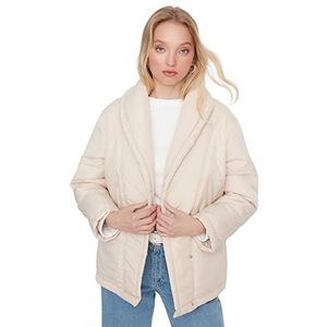 Trendyol Dames reverskraag effen normale winterjas jas, beige, S, Beige, S