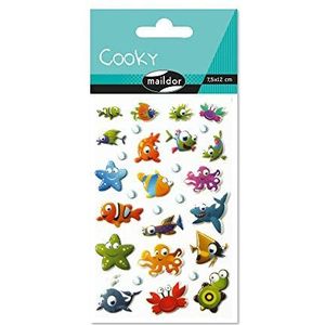 Maildor 560384C Cooky 3D Stickers (1 vel, 7,5 x 12 cm, ideaal voor decoreren, verzamelen of cadeau geven, zeedieren) 1 verpakking