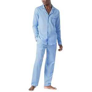 Schiesser Heren pyjama lange pyjamaset, lichtblauw, 58